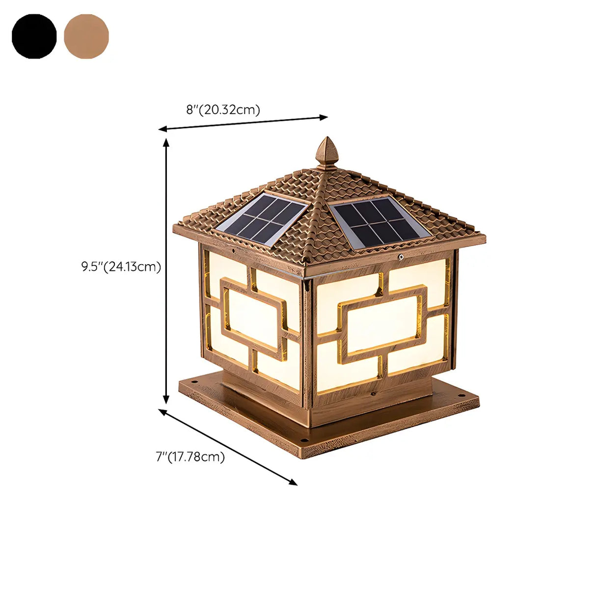 Bronze Traditional Chinese Square Solar Outdoor Lamp 