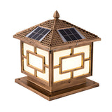 Bronze Traditional Chinese Square Solar Outdoor Lamp Image - 7