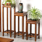 Brown 2-Tier Square Wood Display Table Plant Stand Image - 2