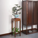 Brown 2-Tier Square Wood Display Table Plant Stand Image - 4