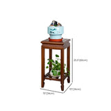 Brown 2-Tier Square Wood Display Table Plant Stand Image - 9