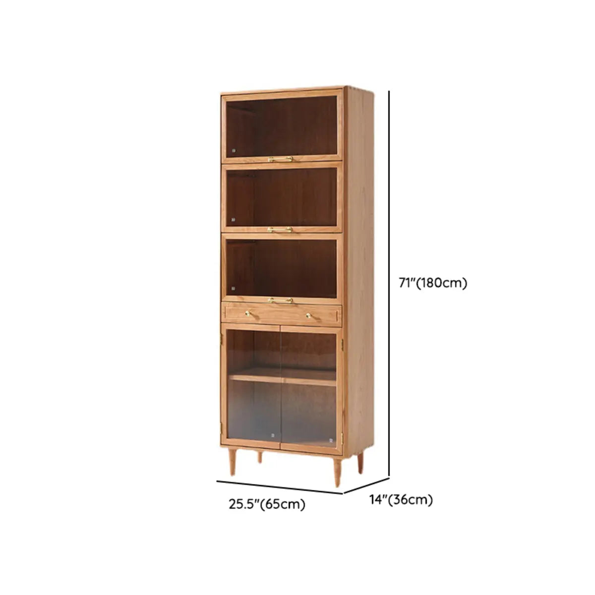 Brown 4-Layer Pine Living Room Storage Display Cabinet 