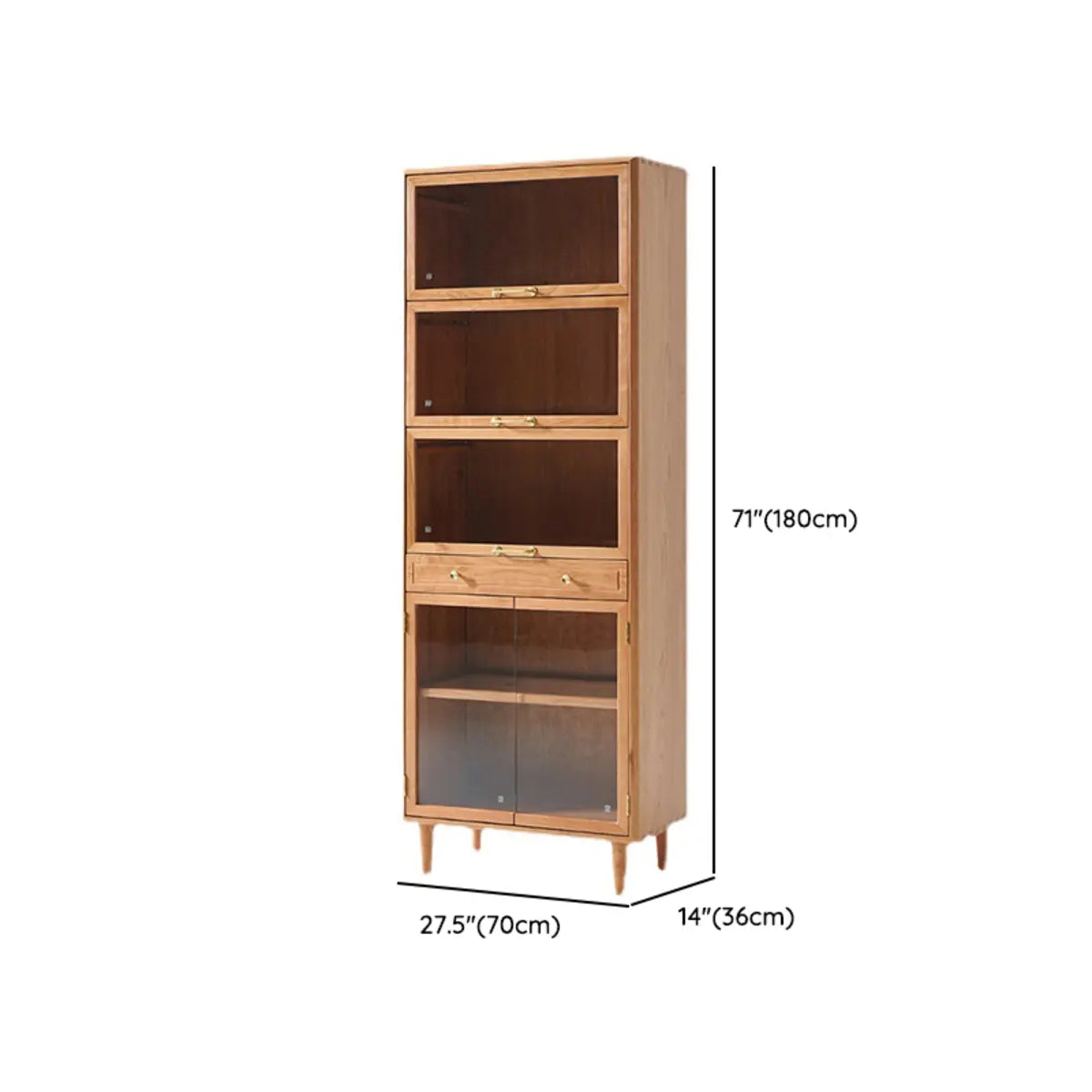 Brown 4-Layer Pine Living Room Storage Display Cabinet Image - 11