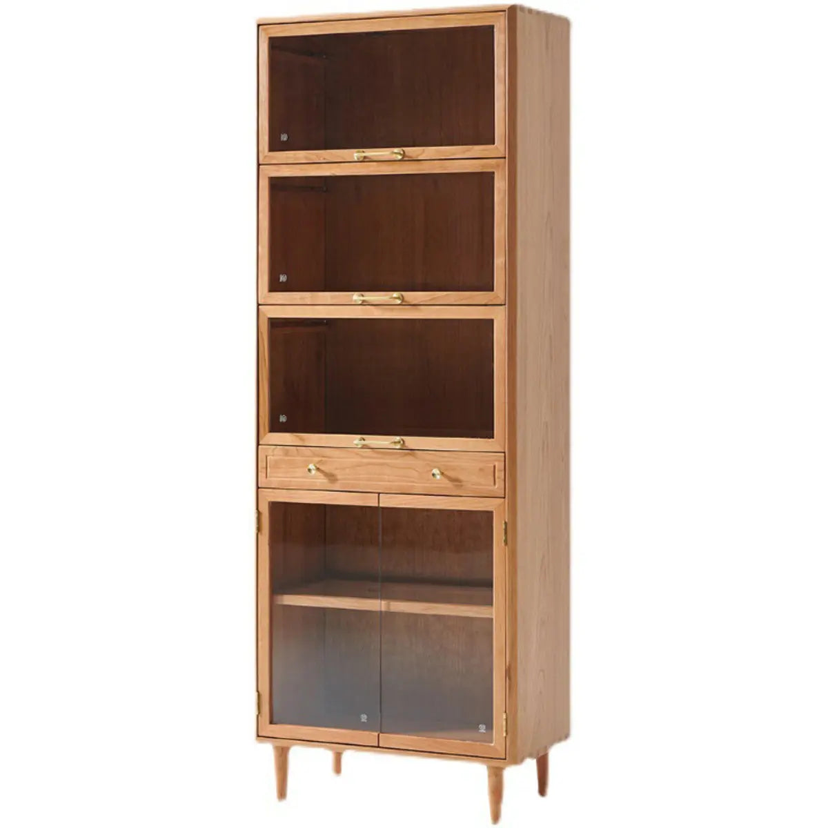 Brown 4-Layer Pine Living Room Storage Display Cabinet Image - 5