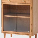 Brown 4-Layer Pine Living Room Storage Display Cabinet Image - 9