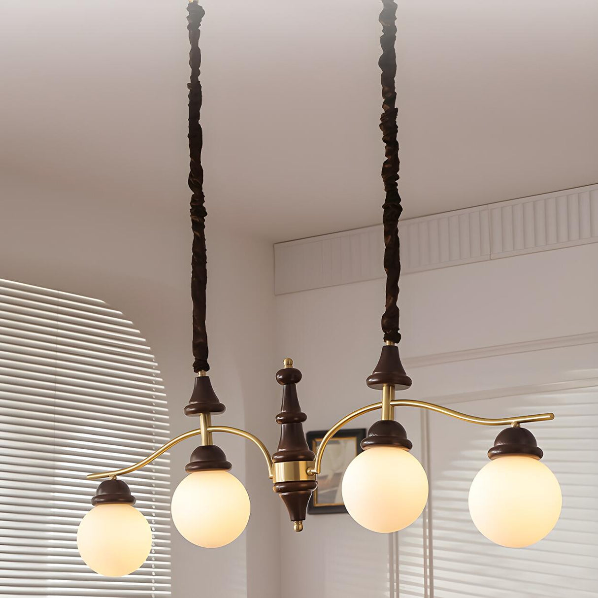 Brown 4 Lights Classic Globe Island Pendant Light Image - 5