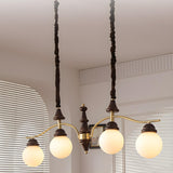 Brown 4 Lights Classic Globe Island Pendant Light Image - 5