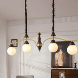 Brown 4 Lights Classic Globe Island Pendant Light Image - 7