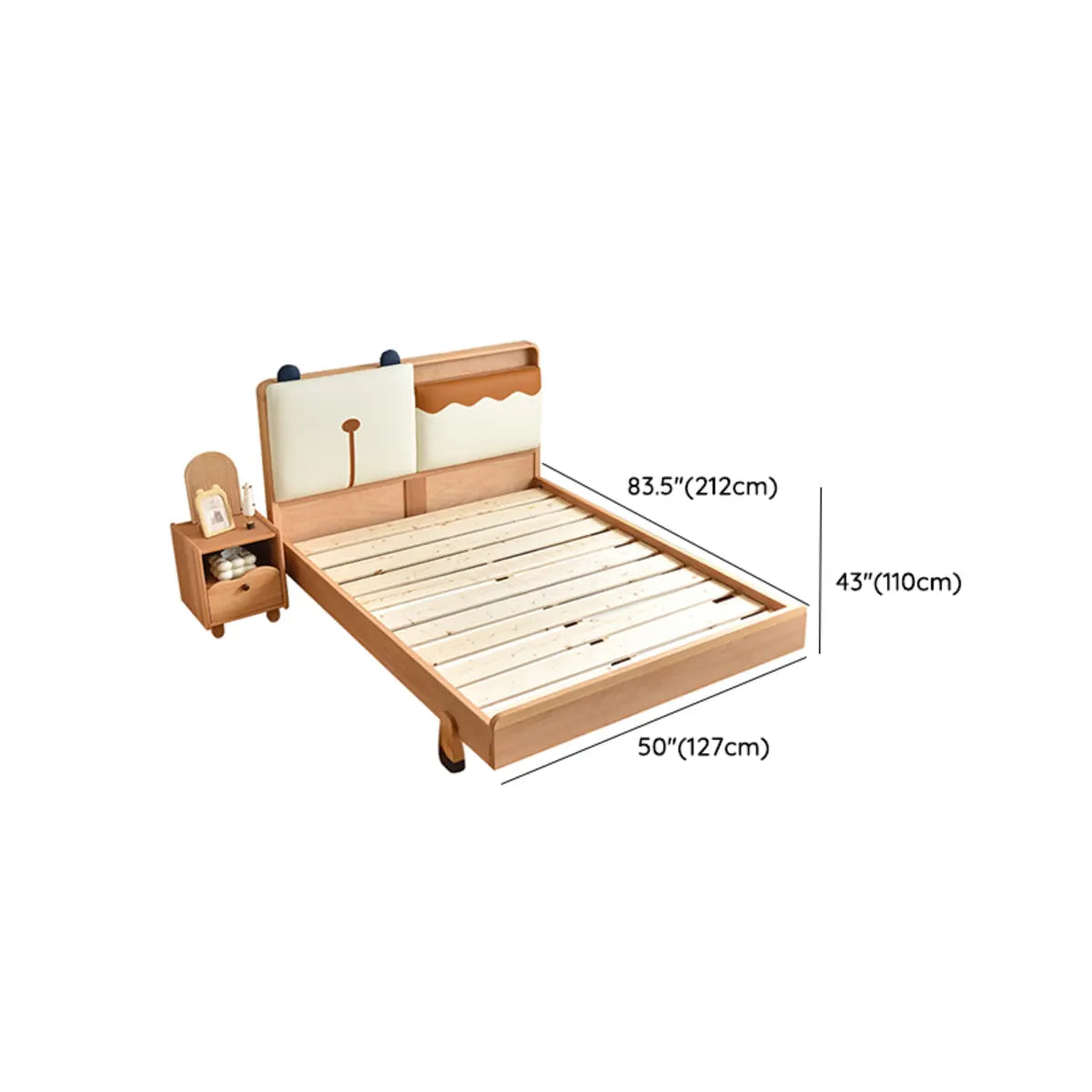 Brown Animals Kids Bed with Shelf and Coir Mattress Image - 10