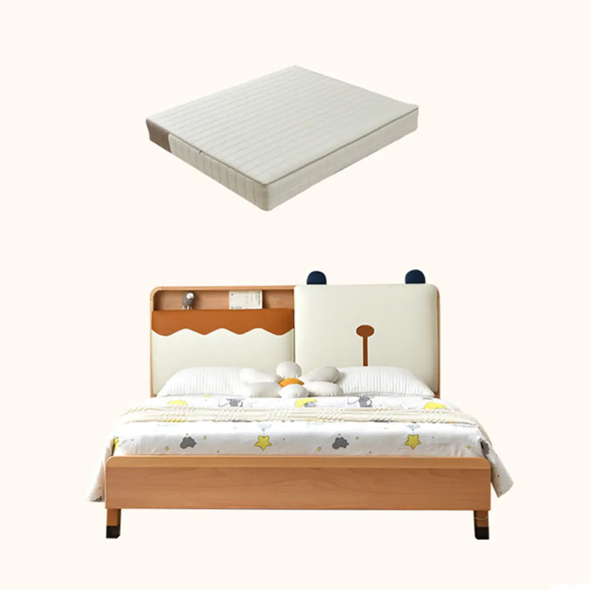 Brown Animals Kids Bed with Shelf and Coir Mattress Image - 3