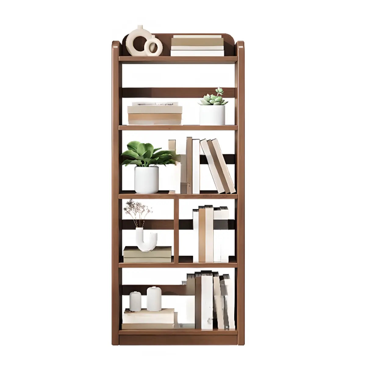 Brown Casual Open Vertical Wood Organizer Bookshelf Image - 12