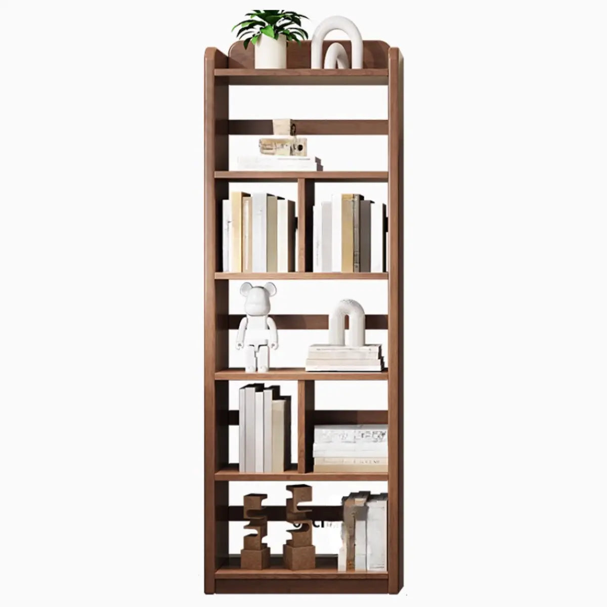 Brown Casual Open Vertical Wood Organizer Bookshelf Image - 13