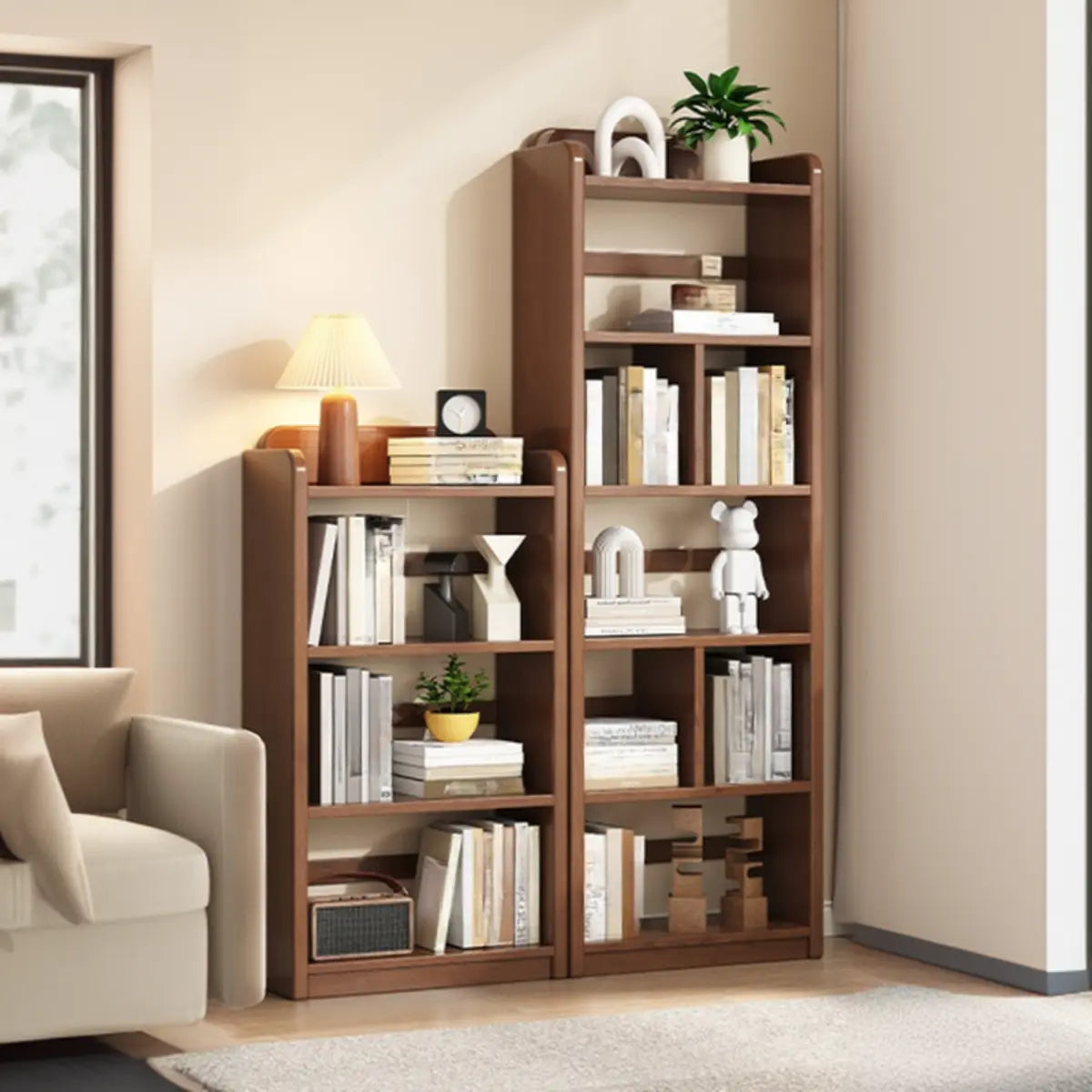 Brown Casual Open Vertical Wood Organizer Bookshelf Image - 3