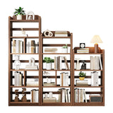 Brown Casual Open Vertical Wood Organizer Bookshelf Image - 5