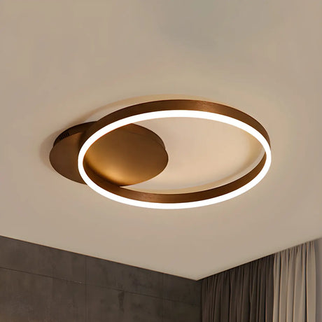 Brown Circular Ring Semi-Flush Mount Ceiling Light Image - 1