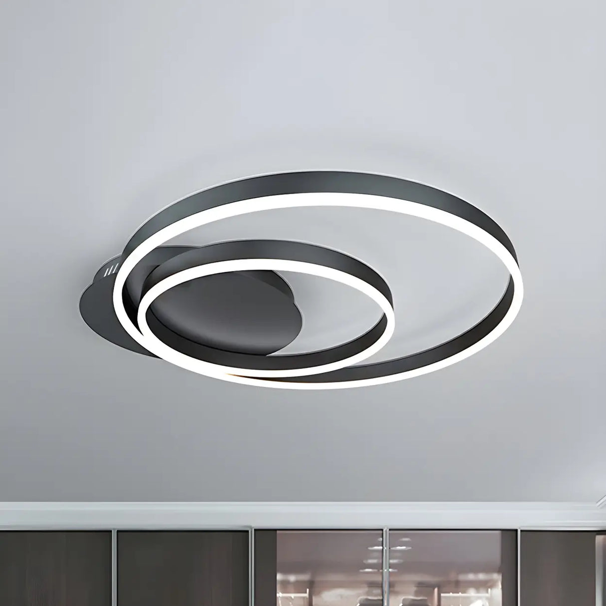 Brown Circular Ring Semi-Flush Mount Ceiling Light Image - 11