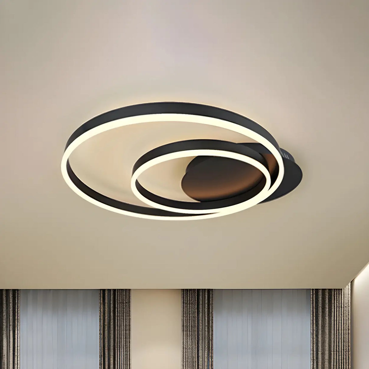 Brown Circular Ring Semi-Flush Mount Ceiling Light Image - 13