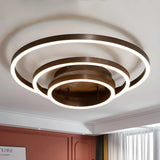 Brown Circular Ring Semi-Flush Mount Ceiling Light Image - 15