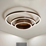 Brown Circular Ring Semi-Flush Mount Ceiling Light Image - 16