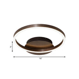 Brown Circular Ring Semi-Flush Mount Ceiling Light #size