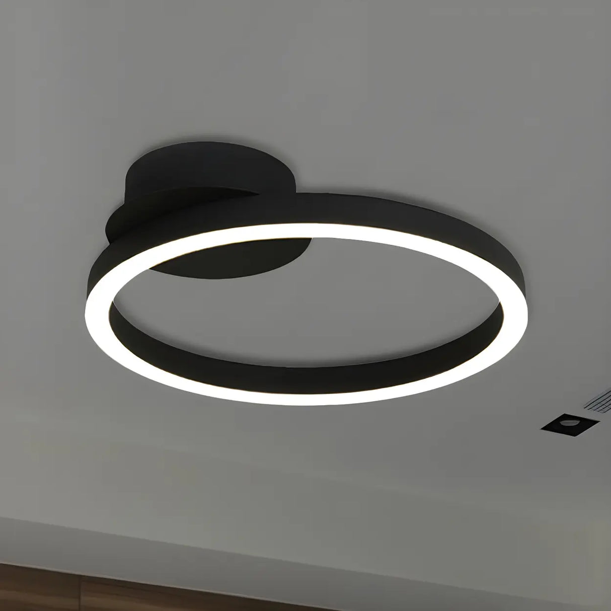 Brown Circular Ring Semi-Flush Mount Ceiling Light Image - 6