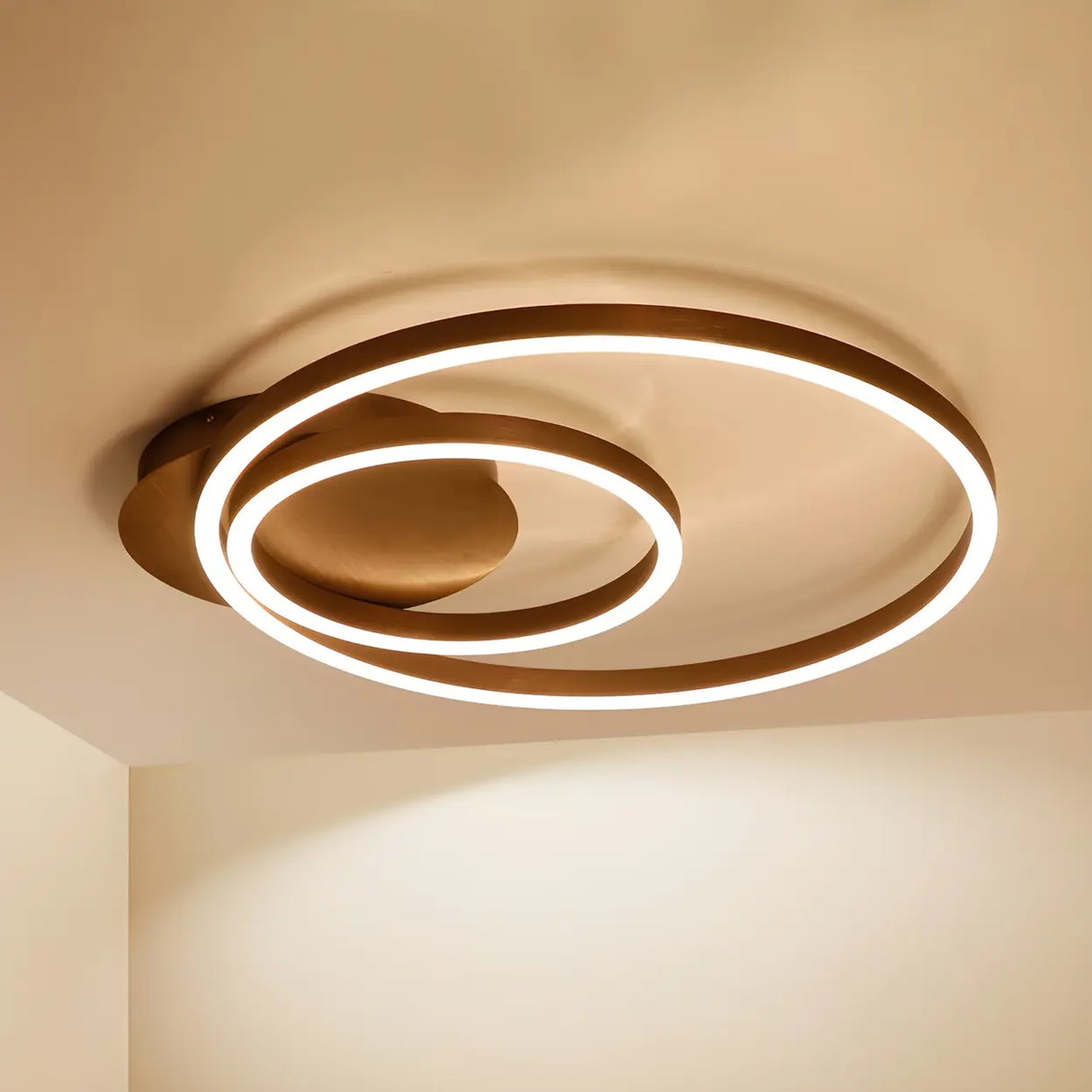 Brown Circular Ring Semi-Flush Mount Ceiling Light Image - 8