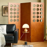 Brown Circular Wood Freestanding Room Divider Screen Image - 1