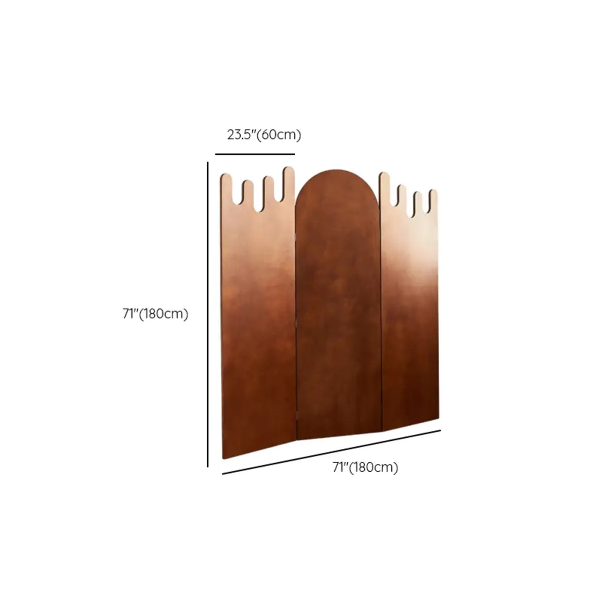 Brown Circular Wood Freestanding Room Divider Screen 