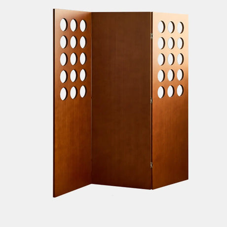 Brown Circular Wood Freestanding Room Divider Screen Image - 2