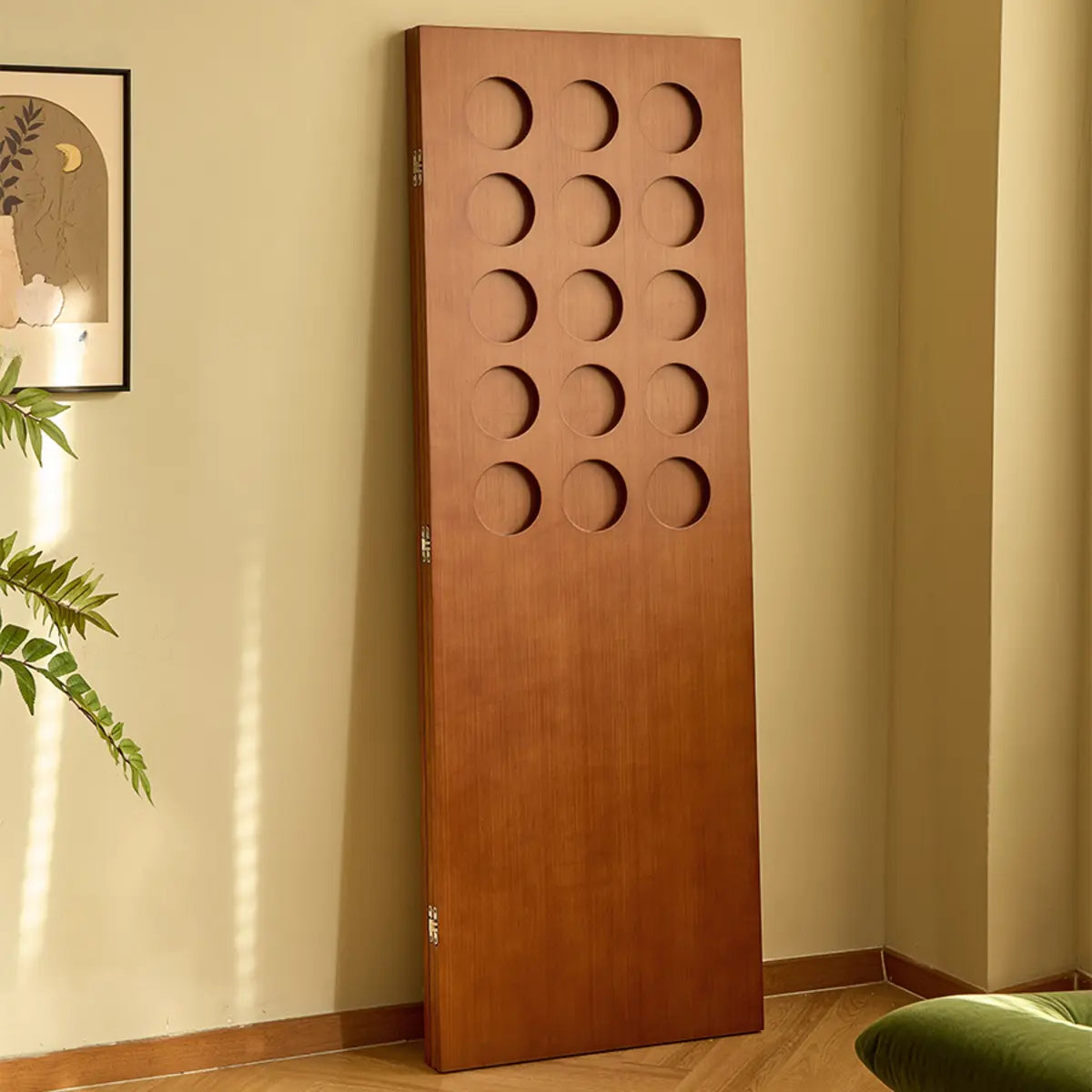 Brown Circular Wood Freestanding Room Divider Screen Image - 4