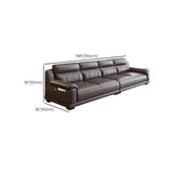 Brown Cow Leather Cushion Back L-Shape Sofa Chaise Image - 13