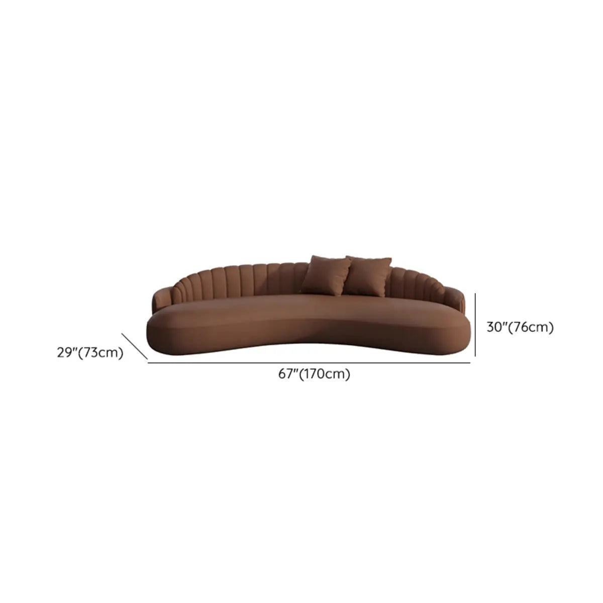 Brown Curved Faux Leather Biscuit Back Reception Sofa Image - 14