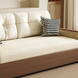 Brown Detachable Mattress Wooden Arms Frame Futon Sofa Image - 12