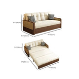 Brown Detachable Mattress Wooden Arms Frame Futon Sofa #size