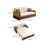 Brown Detachable Mattress Wooden Arms Frame Futon Sofa Image - 20