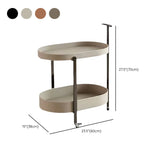 Brown Elliptical Leather Rolling Side Table with Casters #size