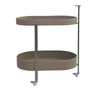 Brown Elliptical Leather Rolling Side Table with Casters Image - 5