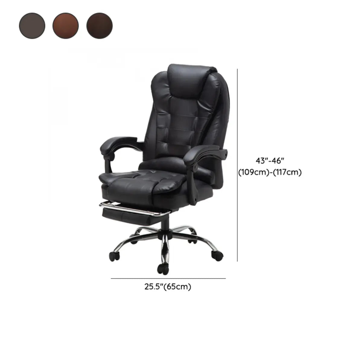 Brown Ergonomic Recliner Leather Swivel Office Chair 