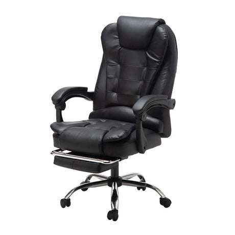 Brown Ergonomic Recliner Leather Swivel Office Chair Image - 2