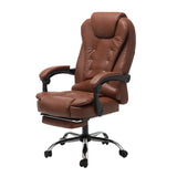 Brown Ergonomic Recliner Leather Swivel Office Chair Image - 3