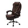 Brown Ergonomic Recliner Leather Swivel Office Chair Image - 5