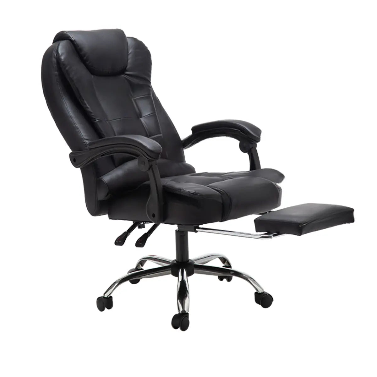 Brown Ergonomic Recliner Leather Swivel Office Chair Image - 8