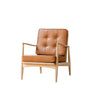 Brown Faux Leather Cushion Back Tufted Arm Chair Image - 2