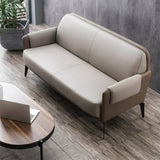 Brown Faux Leather Reception Sofa Set with Black Legs Image - 4