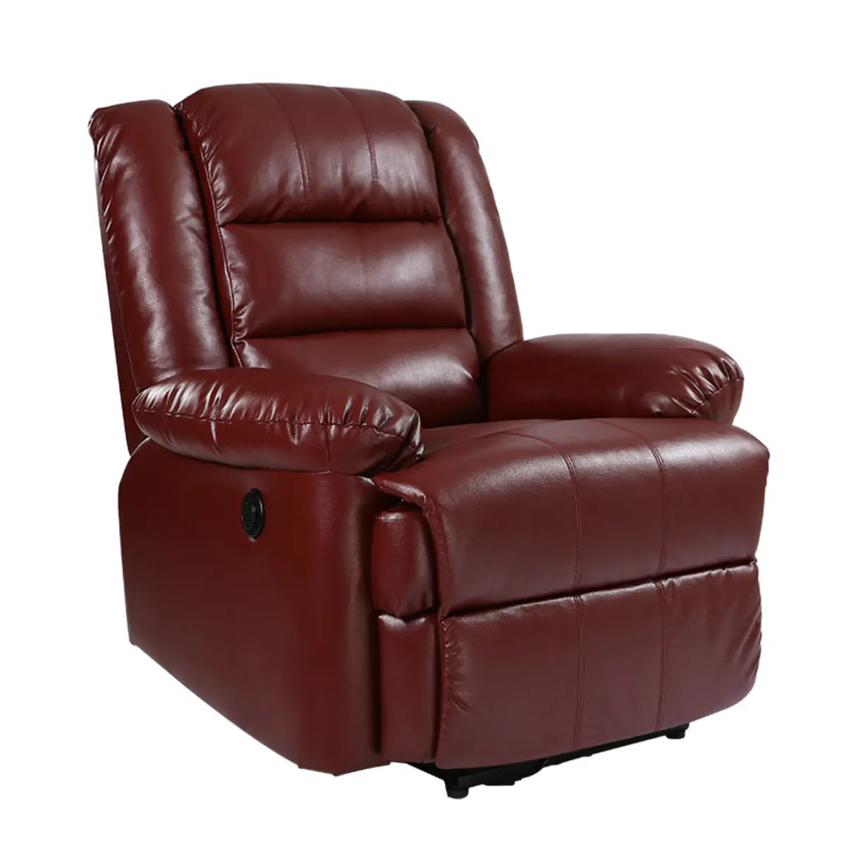 Brown Faux Leather Small Size Glider Recliner Chair Image - 7