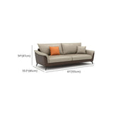 Brown Faux Leather Wood Frame Reception Sofa with Arms #size