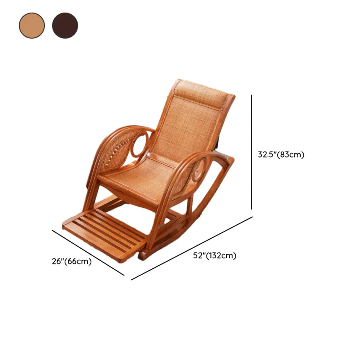 Brown Finish Wooden Rocking Chair with Track Arms 