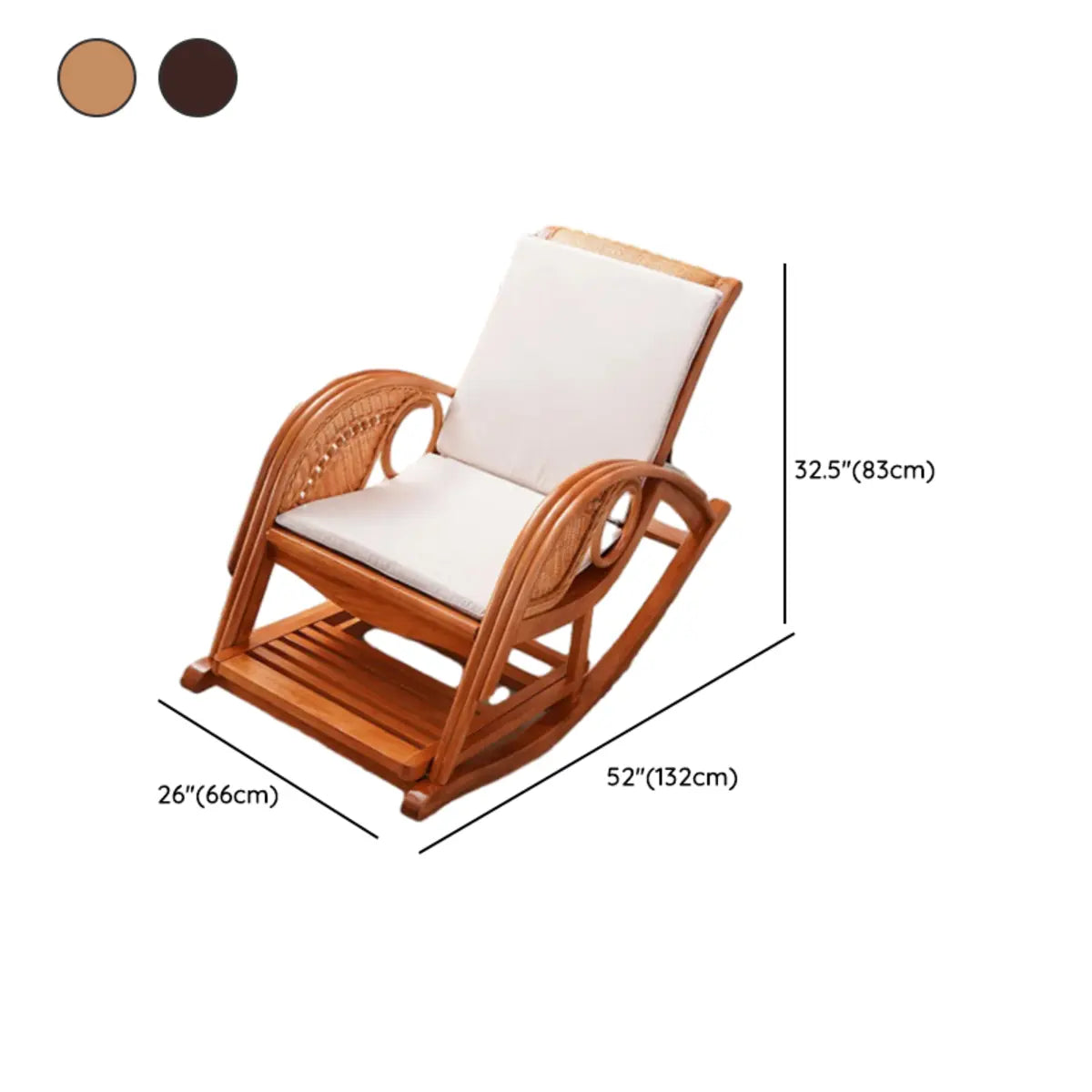 Brown Finish Wooden Rocking Chair with Track Arms Image - 13