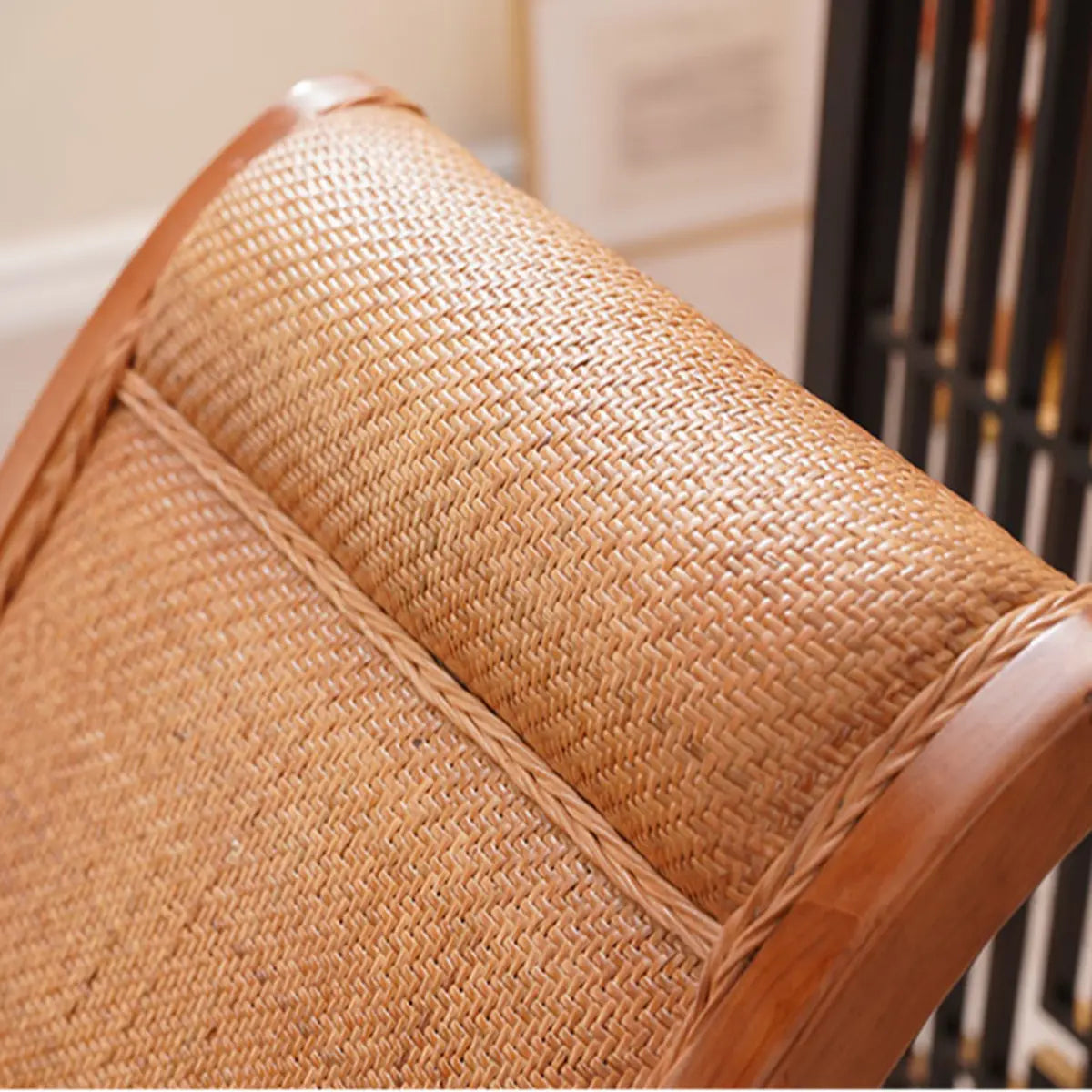 Brown Finish Wooden Rocking Chair with Track Arms Image - 9