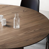 Brown Fixed Round Wood Dining Table Set with Three Legs Image - 6